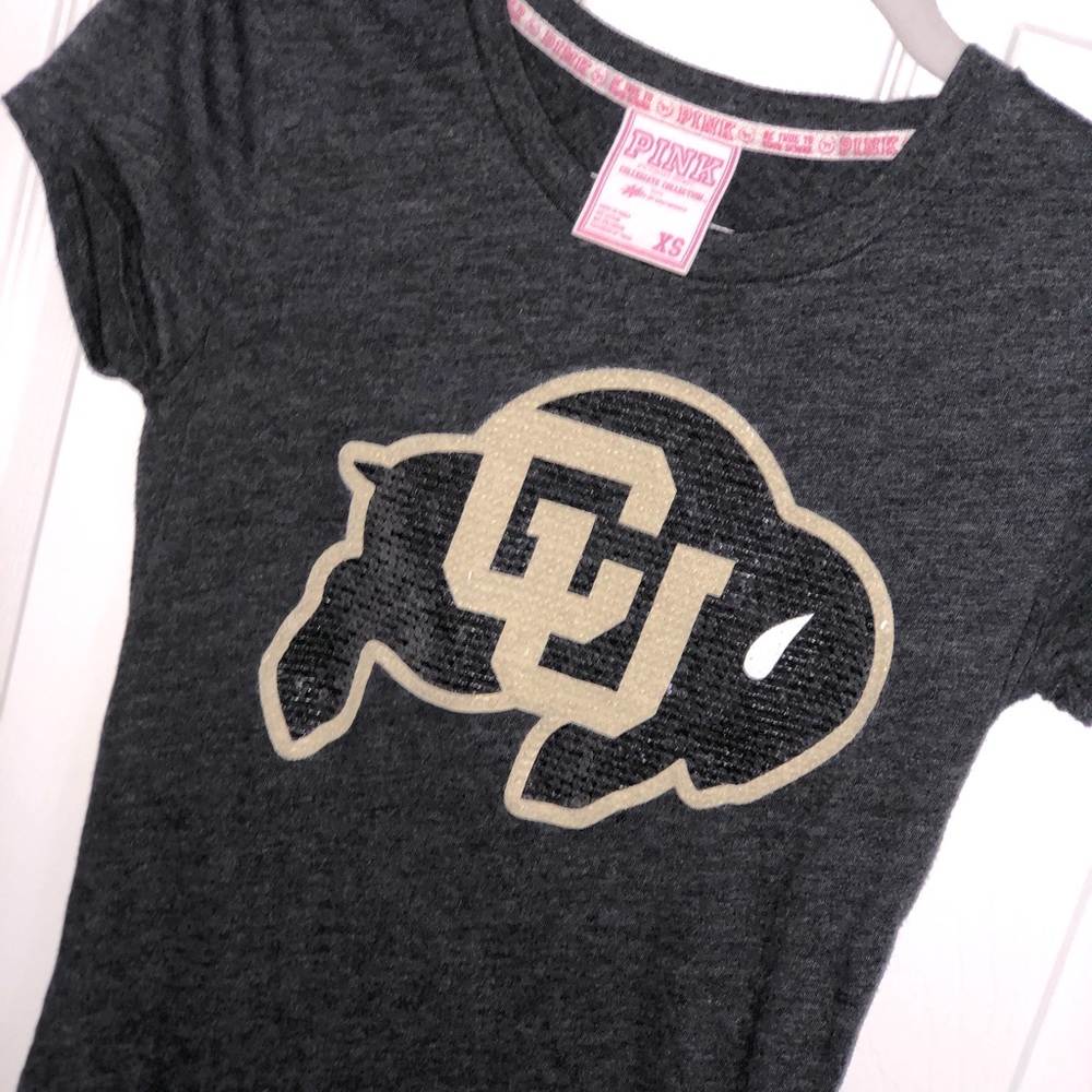 Victoria’s Secret PINK Sequin CU Collegiate Collection Tee